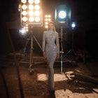 Women's Silver Sequin Long-Sleeve Bodycon Maxi Dress