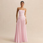 Women's Halter Ruched Evening Dress with Open Back