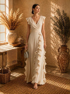 Women's V-Neck Maxi Evening Dress