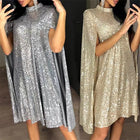 Women's Long-Sleeve Sequin Evening Dress with Slit
