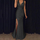 Women's Sequin Slit Maxi Evening Gown