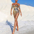 Women's Off-Shoulder Sequin Maxi Evening Dress