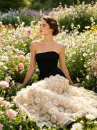 Women's Strapless Evening Dress - Apricot/Black