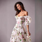 Women's Off-Shoulder Organza Maxi Evening Gown