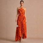 Women's Floral Ruched Maxi Evening Dress