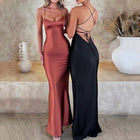 Women's Spaghetti-Strap Satin Evening Dress