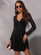 Women's Long-Sleeve Mesh Mini Cocktail Dress