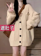 大码慵懒风软糯毛衣外套女针织开衫小个子学院风穿搭上衣胖mm秋冬
