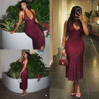 Women's Deep V-Neck Sequin Mini Cocktail Dress