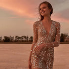Women's Deep-V Long-Sleeve Sequin Mini Dress