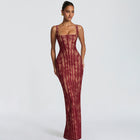 Women's Spaghetti-Strap Lace Maxi Evening Dress