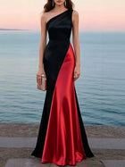 Women's One-Shoulder Satin Mermaid Maxi Evening Dress