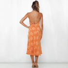 Women's Green Cowl-Neck Open-Back Maxi Dress with Slit