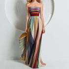 Women's Strapless Floral Maxi Evening Dress - As Shown - Style 29026