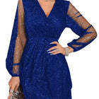 Women's V-Neck Mesh Midi Evening Dress
