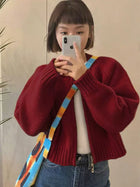蓝色毛衣外套女针织开衫学生国潮牌秋冬外穿拉链上衣通勤卫衣加厚