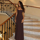 Women's ruched maxi dress with crisscross open back