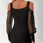 Women's Mesh Ruched Bodycon Mini Cocktail Dress
