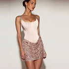 Women's Spaghetti-Strap Sequin Floral Evening Dress