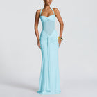 Women's Halter Ruched Bodycon Evening Dress - Light Blue