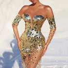 Women's Off-Shoulder Sequin Maxi Evening Dress