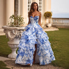 Women's Strapless Dress - Blue Print