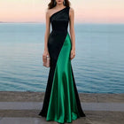 Women's One-Shoulder Satin Mermaid Maxi Evening Dress