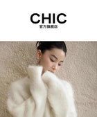 CHIC毛绒圆领白色毛衣女打底内搭小个子慵懒高级感针织上衣