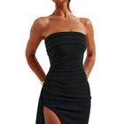 Women's Strapless Maxi Evening Dress with Open Back