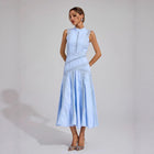 Women's Sleeveless Lace-Panel Maxi Evening Dress
