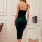 Women's Spaghetti-Strap Velvet Ruched Evening Dress with Slit