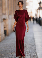 Women's Maxi Evening Dress - Burgundy