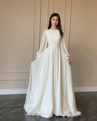 Women's White Double-Layer Chiffon Ball Gown