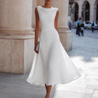 Women's Cowl-Neck Sleeveless A-Line Midi Evening Dress