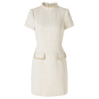 Women's Square-Neck Long-Sleeve Evening Dress - White - Short Sleeve