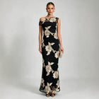 Women's One-Shoulder Jacquard Mermaid Evening Gown