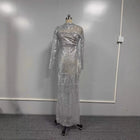 Women's Silver Sequin Long-Sleeve Bodycon Maxi Dress
