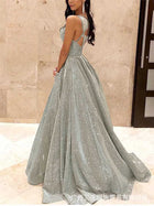 Women's Strapless Sequin A-Line Evening Gown - Silver/White