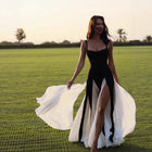 Color-Block Slit Maxi Dress - Black/White