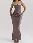 Women's Strapless Evening Dress with Open Back - Gray