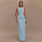 Sleeveless Ruched Backless Maxi Dress