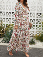 Women's Long-Sleeve Floral Maxi Evening Dress
