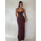 Women's Halter Ruched Maxi Evening Dress