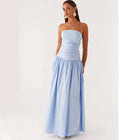 Strapless Ruched Maxi Evening Dress