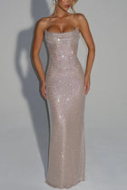 Women's Sleeveless Sequin Maxi Evening Dress
