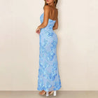 Women's Floral Embroidered Strapless Gown