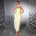 Crystal-Embellished Strapless Evening Gown