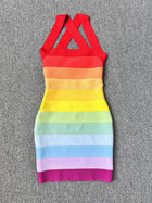 Women's Spaghetti-Strap Bandage Ombre Mini Cocktail Dress