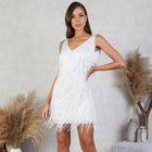 Women's V-Neck Fringe Sequin Mini Cocktail Dress