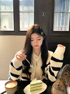 温柔风条纹毛衣开衫女秋冬2026新款松弛感慵懒软糯针织衫短款外套